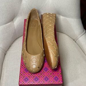 New Tory Burch Quilted Leather Studded Ballet Flats 8